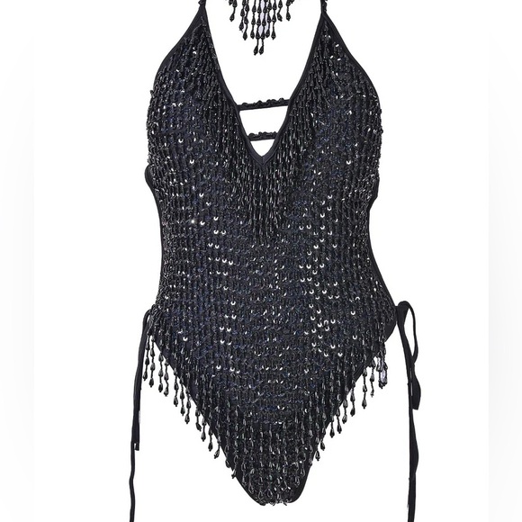 The Lumi Shop Sequin Bodysuit- Midnight - Picture 5 of 7